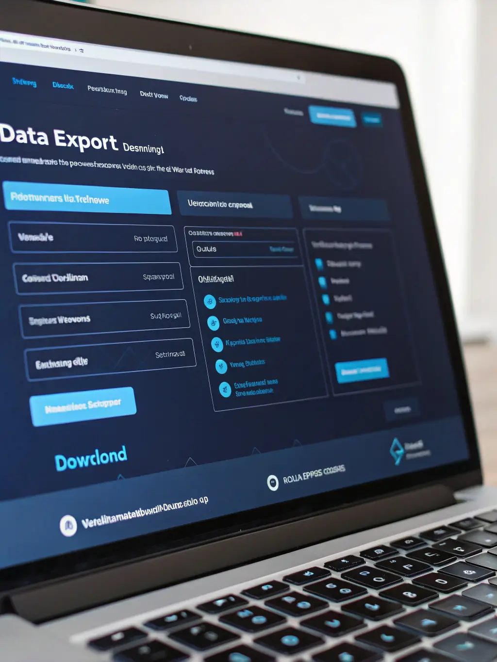 A digital interface displaying a form with fields for export details, checkboxes for document types, and a generate button, emphasizing efficiency in export documentation.